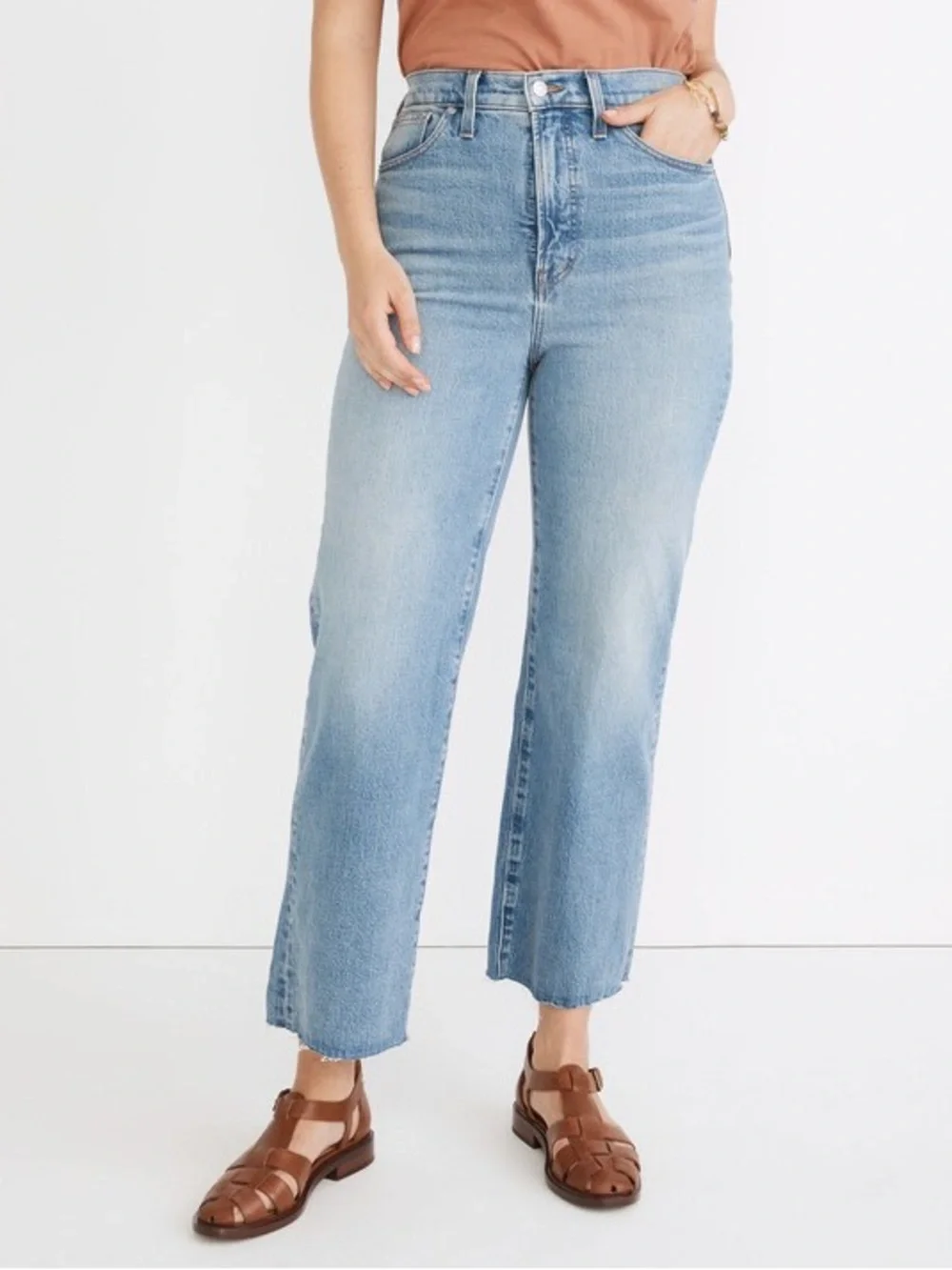 Madewell The Perfect Vintage Wide-leg Raw Hem Slouchy Crop Jean | Size: 28 - Picture 1 of 16
